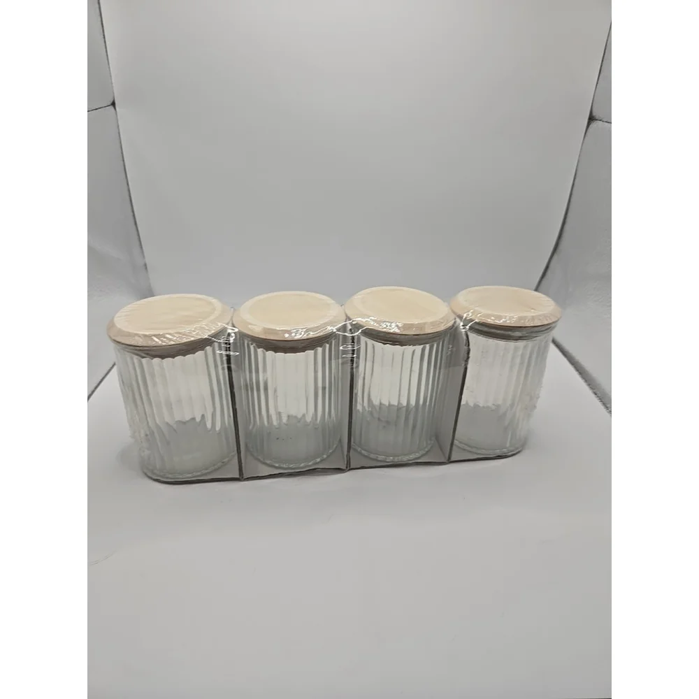 Set of‎ 4 Target Bullseye Small Clear Glass Storage Jars with Lids 7.4 Oz.